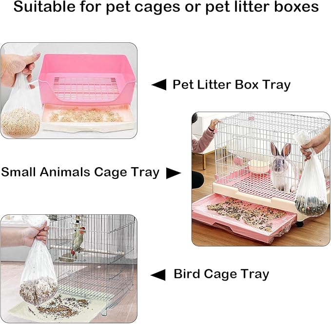 Small Animal Cage Liners Disposable, 50 PCS Rabbit Litter Box Liner Cage Tray Liner Pet Litter Pan Bags Plastic Film Cover for Guinea Pig Bunny Bird Chinchilla Hedgehog (Micro)
