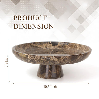YMXYJM Natural Marble Fruit Bowl for Kitchen Counter 10.2", Large Decorative Bowl Pedestal for Home Decor, Fruits Holder For Dining Table, Brown
