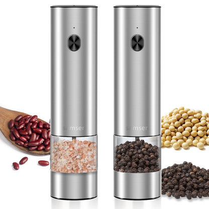 Electric Stainless Steel Pepper & Salt Grinder, Battery Operated, Pack of 2