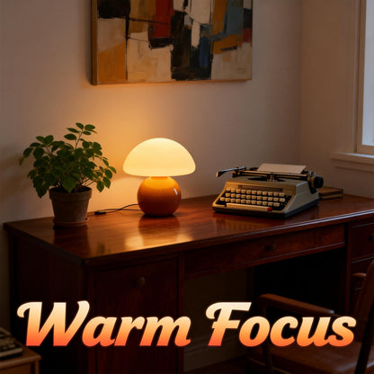 O-FarFarm 3-Way Dimmable Orange Mushroom Lamp - Plug Powered Small Desk Table Lamp with Dimmable Ambient, Night Light for Bedroom, Office,Nursery,Home Living Room Decor, Gift for Kids Teens & Adults