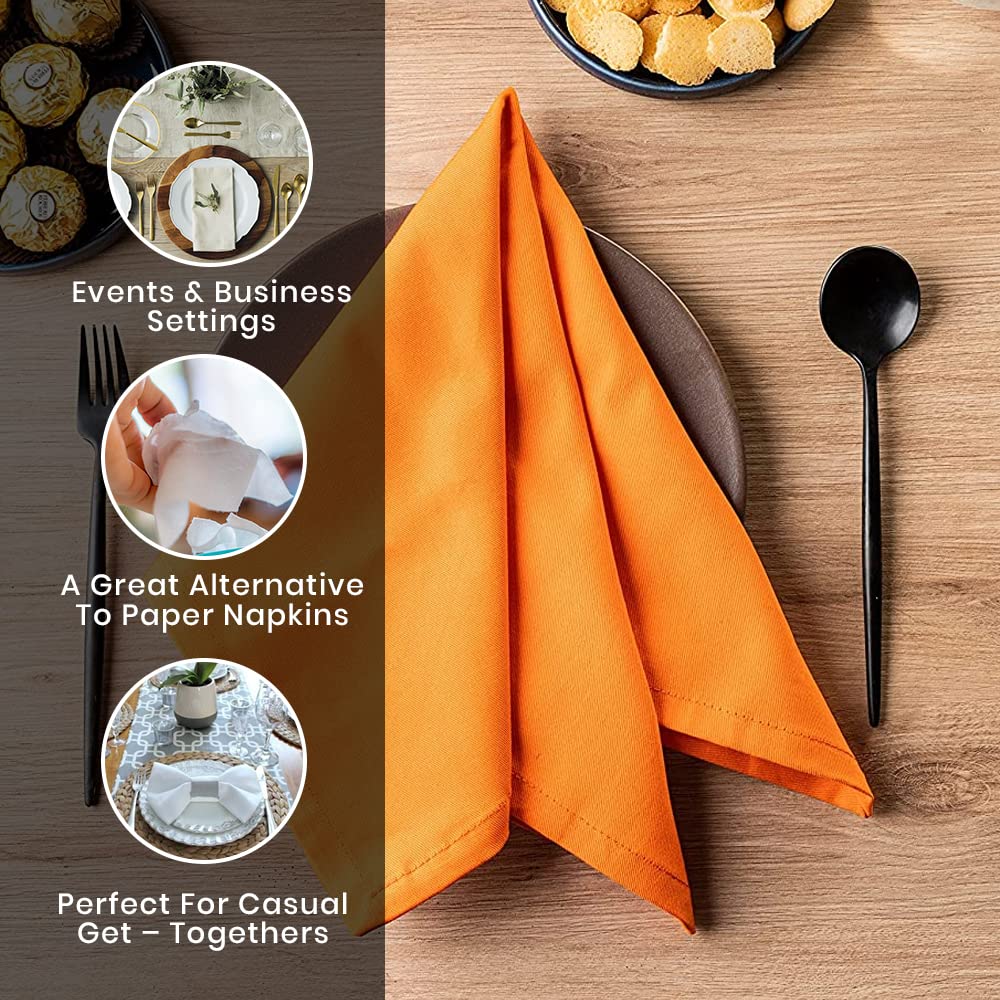 Candy Cottons Orange Cloth Dinner Cotton 18x18 in Washable Napkins Cloth|Absorbent Reusable Spring Easter Basket Decor Pk of 6 Table Napkins Cocktail Party Wedding Hotel Cafe Cloth Napkins