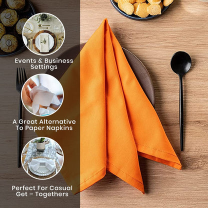 Candy Cottons Orange Cloth Dinner Cotton 18x18 in Washable Napkins Cloth|Absorbent Reusable Spring Easter Basket Decor Pk of 6 Table Napkins Cocktail Party Wedding Hotel Cafe Cloth Napkins
