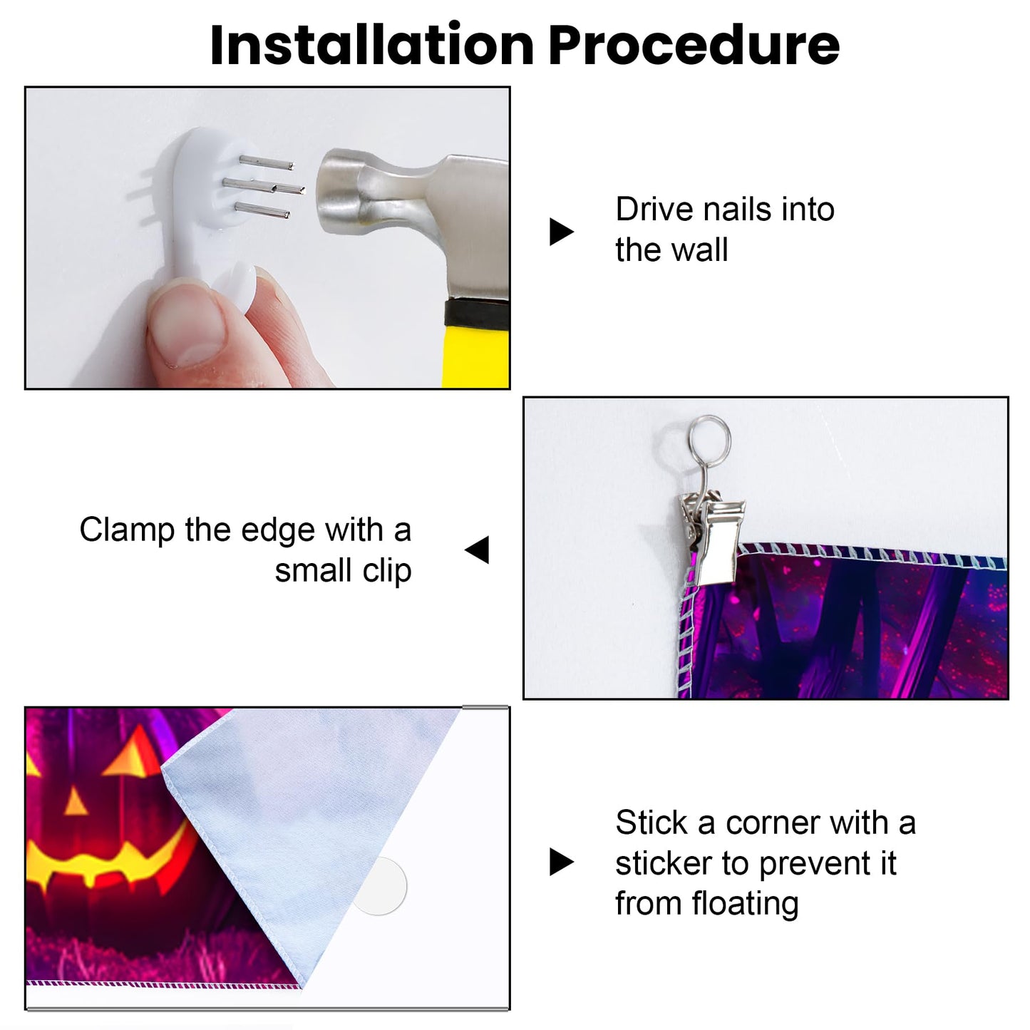 Blacklight Halloween Tapestry Horror Moon Night Scary Cemetery Pumpkin Lantern Halloween Tapestry Wall Hanging Skull Horror Poster Banners for Bedroom Livingroom (Pumpkin-2, 90L" x 70W", Unframed)