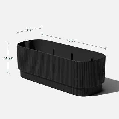 Veradek Demi Series Long Planter for Porch, Patio, Backyard | Durable Plastic-Stone Composite Material | Modern Décor for Shrubs, Flowers