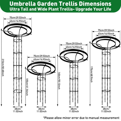 Carotex Mushroom Top Trellis for Climbing Plants Outdoor, 3.44FT Decorative Obelisk Plant Support with Rustproof PE-Coated Metal, Rose Trellis for Clematis Ivy, Black