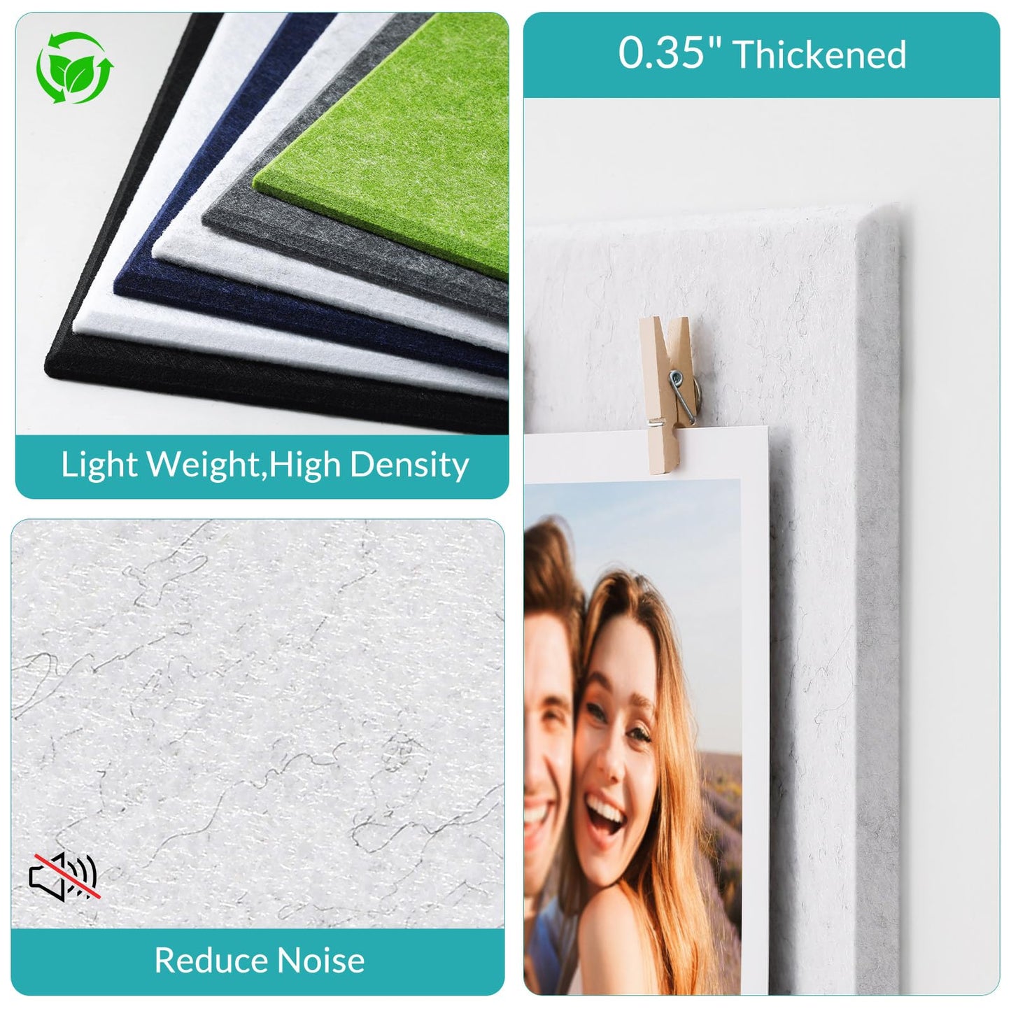 Bounmer Large Cork Board for Walls 48" x 36" - 12 Pack Felt Wall Tiles with Safe Removable Adhesive Tabs & 30 Pcs Pushpins - Bulletin Board for Office Home Decor (Marble)
