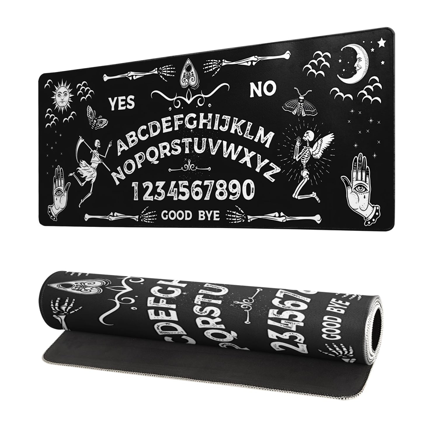 Mysterious Spirit Goth Gaming Mouse Pad 27.6x11.8 Inch Large Desk Mat Black Extended Pads Big Mousepad Non-Slip Rubber Base Keyboard Mat with Stitched Edges for Gaming Laptop Computer PC Desktop