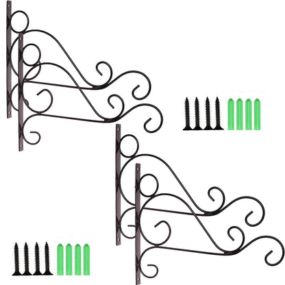 TIHOOD 4PCS Metal Plant Bracket Iron Wall Mount Lanterns Hangers for Hanging Bird Feeders, Lanterns, Wind Chimes, Planters, Outdoor Decoration Hooks