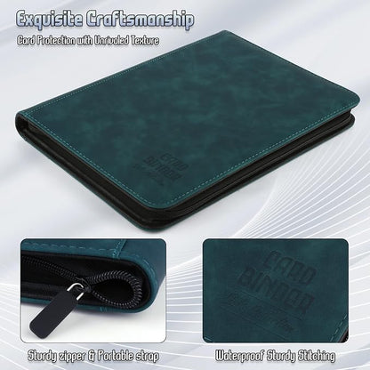 Trading Card Binder, Premium 9 Pocket Double Sided 540 Pocket PU Card Collection Binder, Collectible Trading Card Albums for MTG, TCG, Sport Card, Game Cards (Viridian)