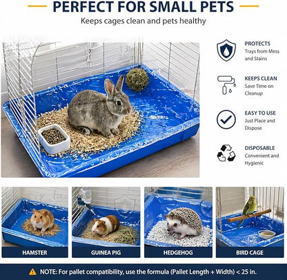 Disposable Small Animal Cage Liners, Plastic Liners Can Cover 37x19, 34x22 30x20 Inches, Suitable For Rabbits, Birds, Guinea Pigs, Chinchillas (30)