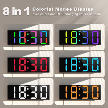 JALL 12" Large Digital Wall Clock, Big LED Number Dispaly, DST, Night Light for Classroom, Living Room, Bedroom, Mounted, Birthday Xmas Gift for Senior, Mem Womem Mom Dad, Blue