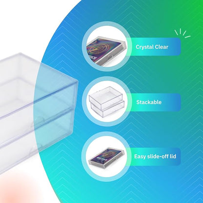 Gary Plastic Packaging 50-Pack Clear Acrylic Card Storage Boxes with Lids – Holds 52 Playing Cards or 50 Standard Trading Cards Each, Stackable Organizer for Sports & TCG Cards (Unsleeved)