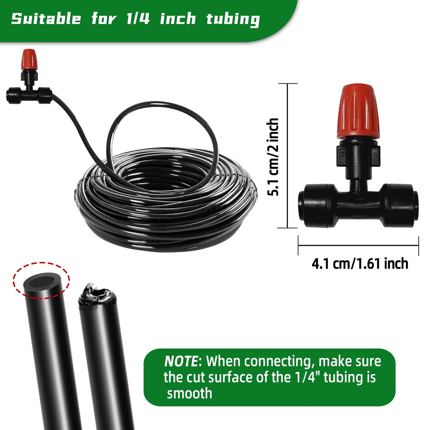 Spalolen 10PCS Push-to-Fit Drip Irrigation Micro Spray Emitters for 1/4 inch Irrigation Tubing, Three-Way Adjustable Atomizing Nozzle, Irrigation Dripper Sprinklers for Garden Greenhouse Agricultural