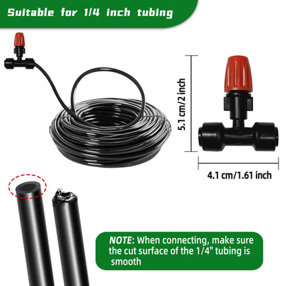 Spalolen 10PCS Push-to-Fit Drip Irrigation Micro Spray Emitters for 1/4 inch Irrigation Tubing, Three-Way Adjustable Atomizing Nozzle, Irrigation Dripper Sprinklers for Garden Greenhouse Agricultural