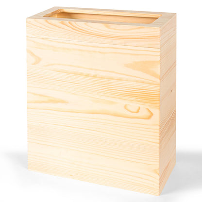 pamoak 2.3 Gallons Rectangular Wooden Trash Can | Trash Can with Bin Liners | Decorative Waste Basket | Recycling Bin for Bathroom | Natural Wood Finish Basket for Kitchen | Paper Basket for Office