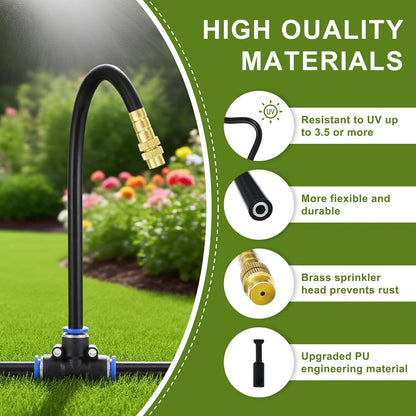 50FT Drip Irrigation System,Everything You Need for Patio & Garden Watering – 15 Nozzles, Easy-Set Timer, and 5/16 Inch Hose for Greenhouse or Lawn Care