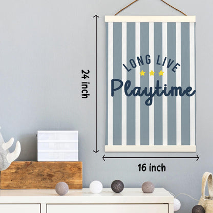 LKETW Kids Playroom Poster Hanger Frame 12x16 Inch, Long Live Playtime Wall Art Posters for Playroom, Blue Striped Hanging Banner Decor for Kids Toddler Boy Nursery Room Bedroom