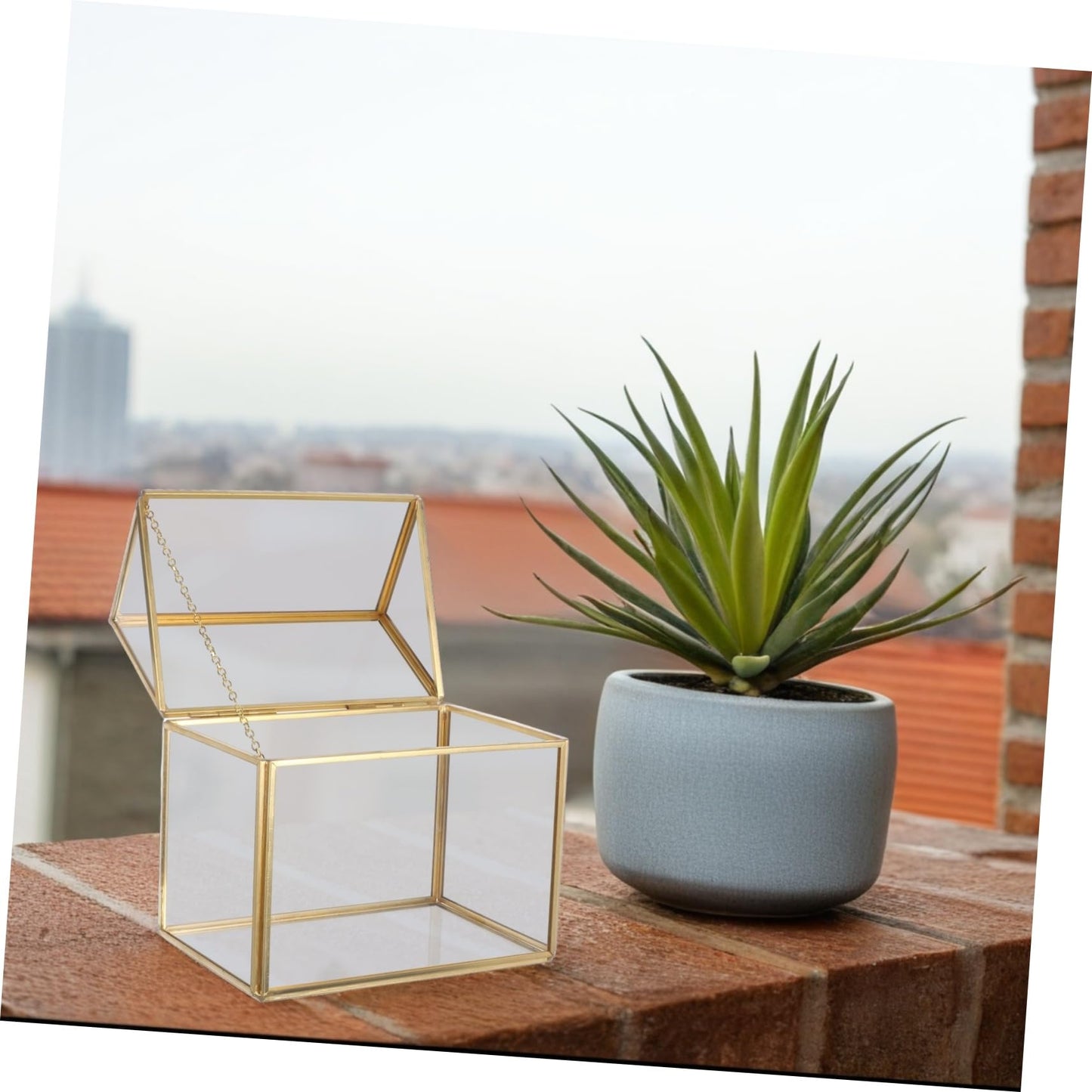 Handmade Glass Planter Terrarium Unique House Shaped Indoor Tabletop Greenhouse for Air Plant Display Geometric Succulent Decor Box for Home and Office Centerpiece