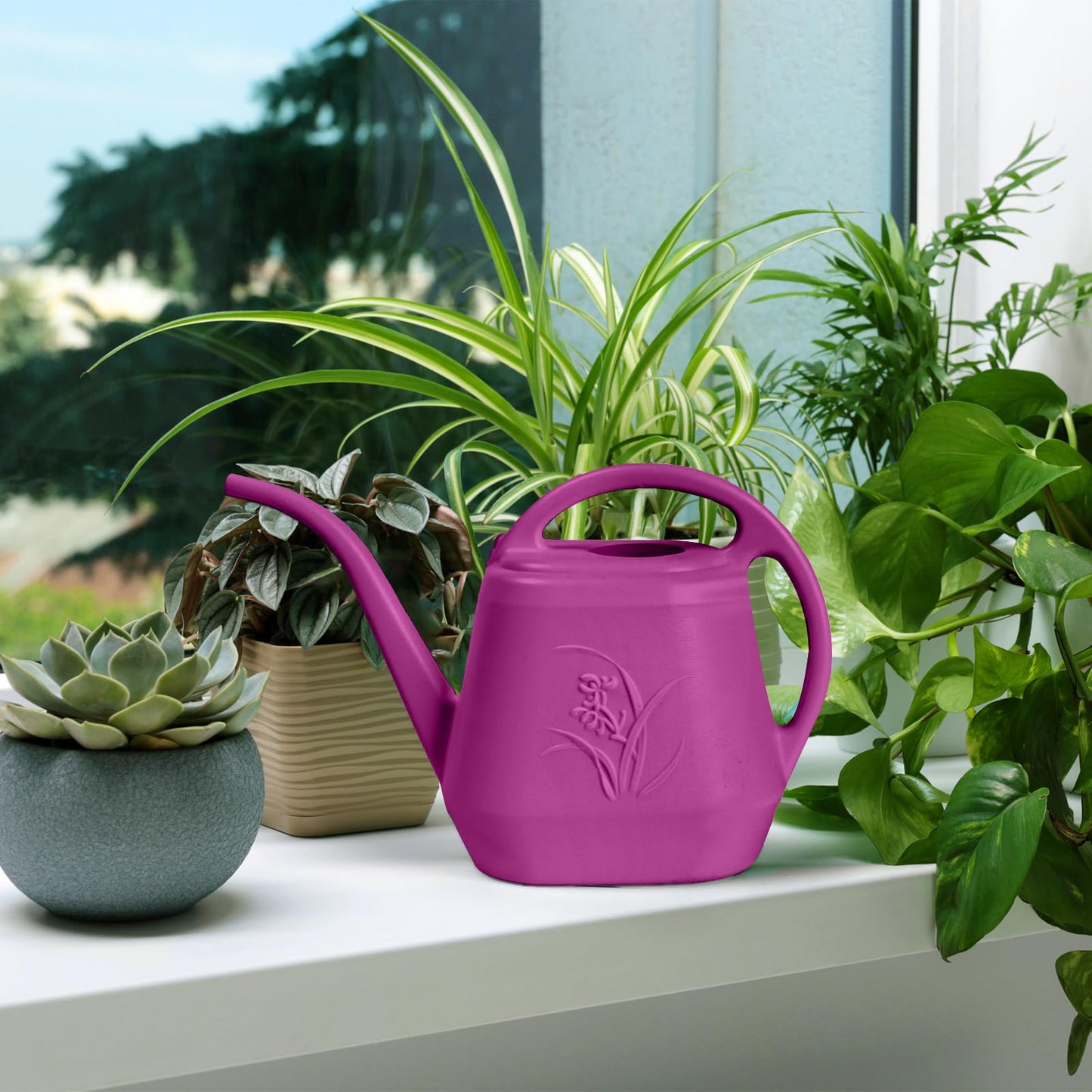 TTAOE GN Watering Can - for Home Plant Garden - 1/2 Gallon - Rose Red