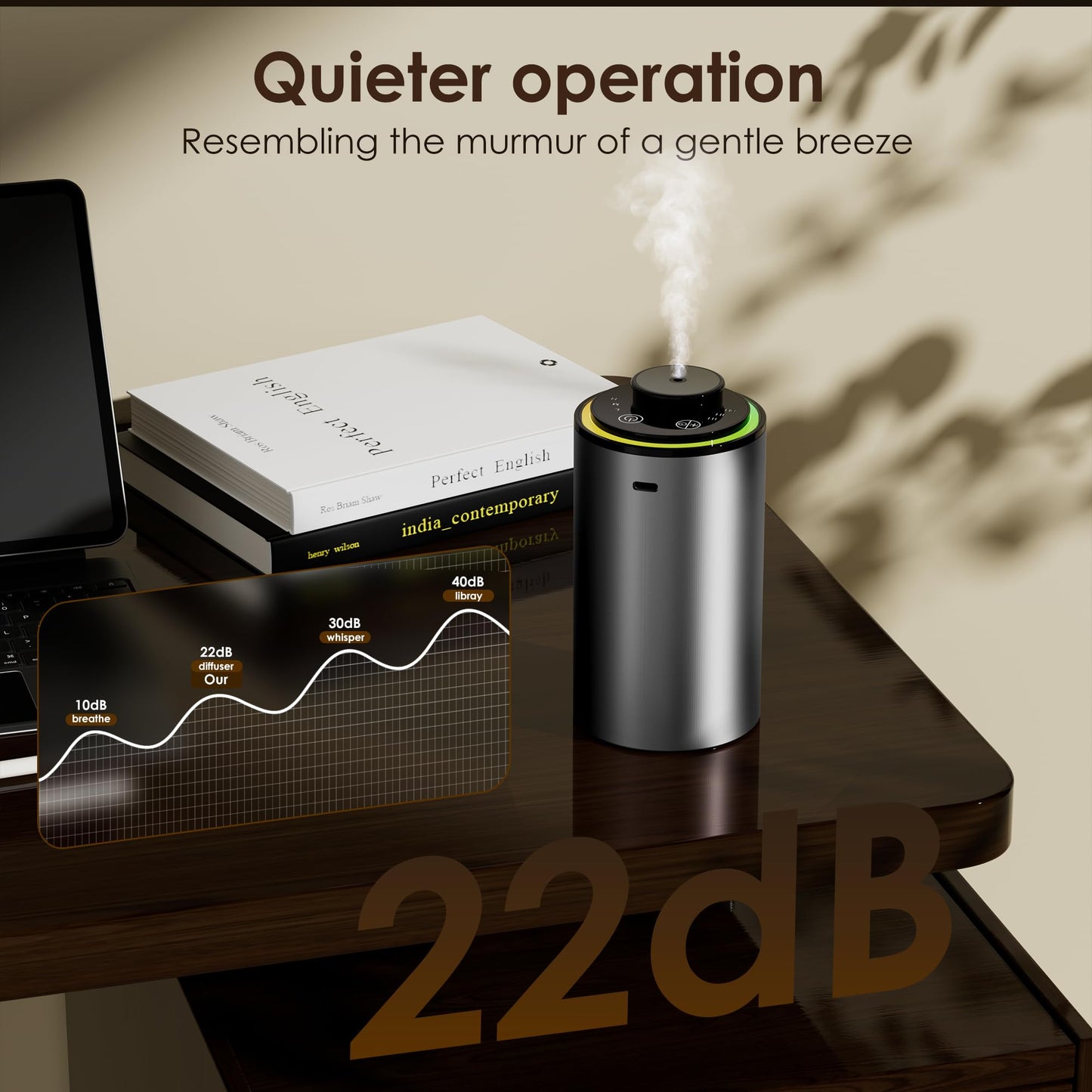 Waterless Essential Oil Diffuser, Diffuser,Portable Aromatherapy Diffuser,Light Show,3 Countdown Timers & 3 Mist Levels for Home, Room, Car, Office (Black)