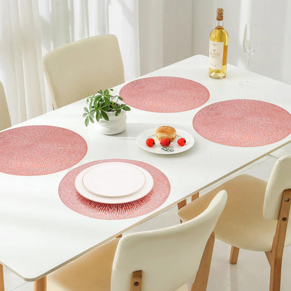 Round Placemats Rose Gold Placemats Set of 6 Metallic Vinyl Place Mats Non Slip Tablemats Table Setting Kitchen Table Mats for Dining Table Holiday Wedding Decorative