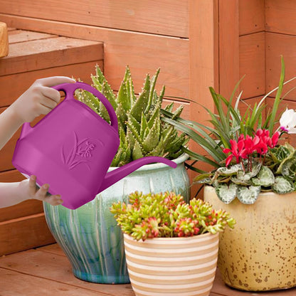 VKPLITE Plastic Watering Can - for Indoor and Outdoor Home Garden Plants - with Long Spout - Rose Red - 1/2 Gallon