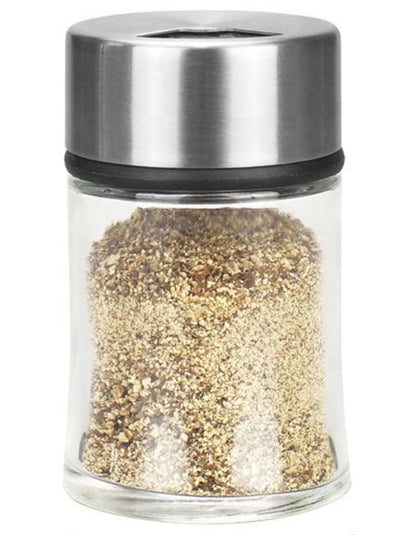 Stainless Steel Salt and Pepper Shaker with Adjustable Sprinkler Lid, Precision-Crafted Glass Salt Dispenser for Kosher Salt, Pepper, Kitchen Spices, Herbs, Coffee, Protein Powder and Baking