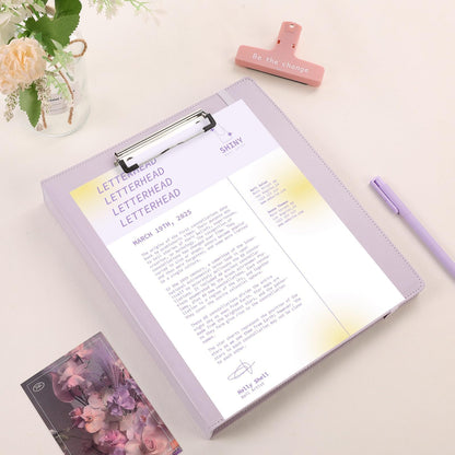 SKYDUE 3 Ring Binder with Clipboard 1 Inch, 13.2" × 10.2" PU Clipboard Binder with Notepad & 5 Dividers with 5 Pockets, Labels, Clipboard Folder Great for School Office (Fit Letter Sized Paper)