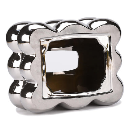 NYMYHE Electroplated Ceramic Tissue Box for Bathroom, Dresser, Living Room, Dining Room, Modern Silver Home Decoration TQGJNY50