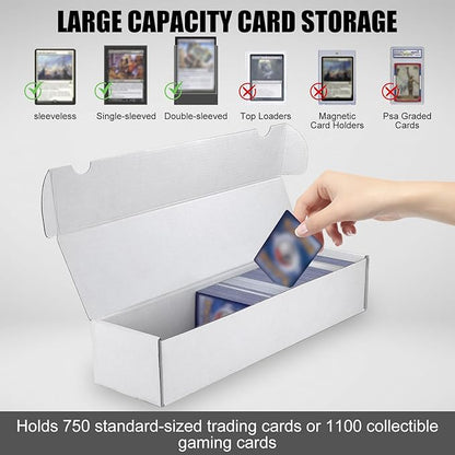 Trading Card Storage Box, 20-Pack 1100 Count White Corrugated Cardboard Bulk Sports Storage Box for TCG/Magic/Mtg Basketball Cards, Collectible Trading Cards