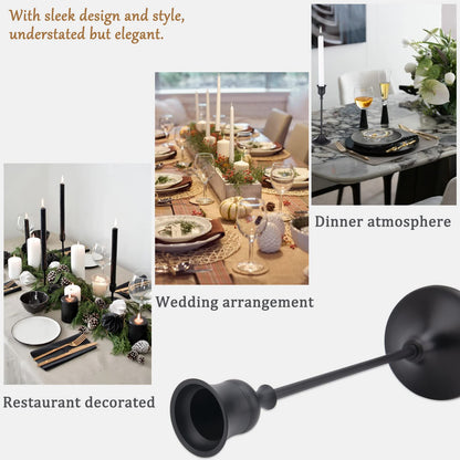 Black Candle Holders Set of 6, Candle Stick Candle Holder Black, Matte Black Taper Candle Holders for Home Decor, Wedding, Dinning, Party