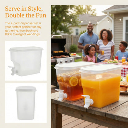 Jucoan 2 Pack 0.9 Gallon Fridge Beverage Drink Dispenser with Leak-proof Spigot, Plastic Cold Drink Juice Beverage Dispenser Jug for Party Drink, Juice, Iced Tea, Lemonade, Cold Brew