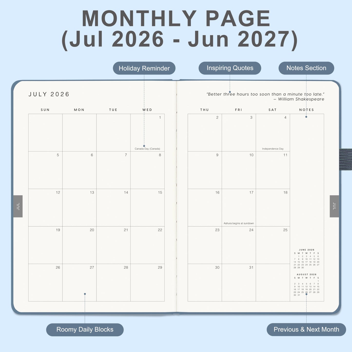 And Per Se Academic Planner 2026-2027 – Weekly & Monthly Planner, July 2026 to June 2027, A5 Leather Hardcover with Inner Pocket – Student & Teacher Organizer, 5.7" x 8"(Dark Blue)