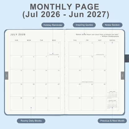 And Per Se Academic Planner 2026-2027 – Weekly & Monthly Planner, July 2026 to June 2027, A5 Leather Hardcover with Inner Pocket – Student & Teacher Organizer, 5.7" x 8"(Dark Blue)