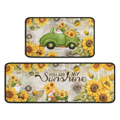 Ghroiep 2 Piece Sunflower Kitchen Decor Rugs Set, Farmhouse Country Dwarf Kitchen Rugs and Mats Non Skid Washable Absorbent Microfiber Kitchens Accessories Decoration Floor Mats 17"x47"+17"x30"