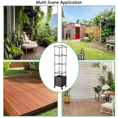 Antmoilios Raised Garden Bed with Tomato Cage & Trellis, 56" Self-Watering Tomato Planter Box for Vegetables Flowers | Lockable Wheels, Vertical Gardening | Indoor Outdoor Patio Use, Easy Assembly