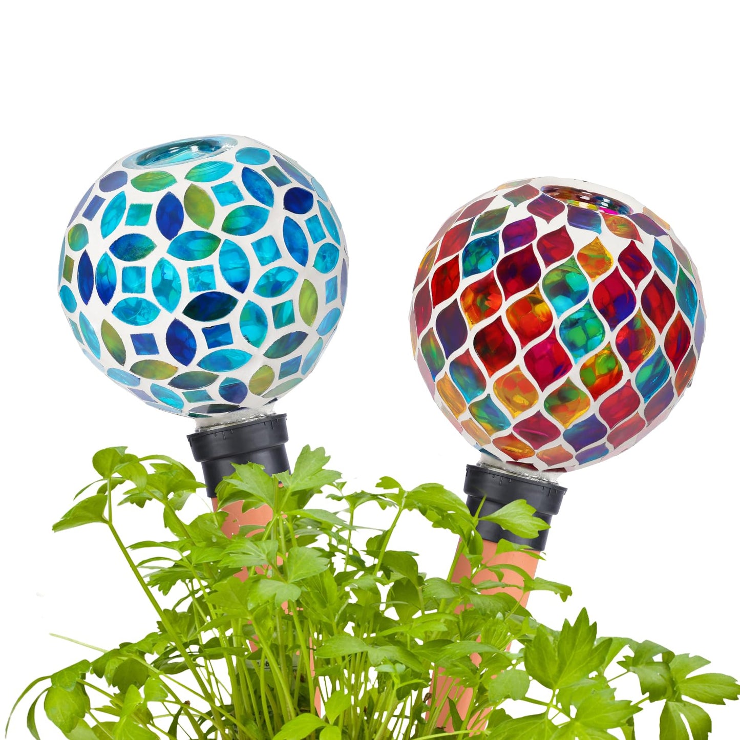 Chonsun Plant Watering Spikes Mosaic Self Watering Globes 2 Pack Large Self Watering Planter Insert Automatic Watering Bulbs for Outdoor Plants