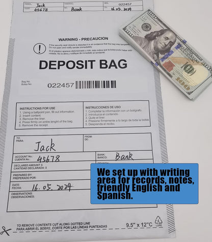 Plastic Deposit Bags 100-Pack Opaque 9.5''x 15'', Opaque Security Bank Deposits Bags,Cash register bag,Money bag for Cash,Bank Pocket,Tamper-Evident Bag,Unique Barcode