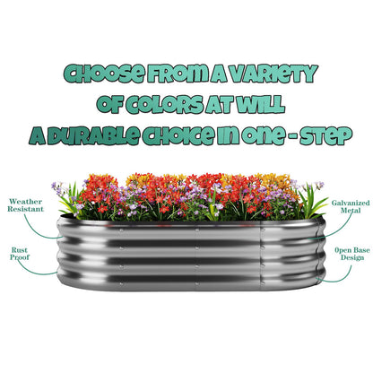 Galvanized Metal Planter Raised Garden Bed Kit for Gardening Outdoor 2x2x1ft Round Galvanized Steel Fire Pit，Steel Fire Pit Silver for Backyard, Camping, Bonfire