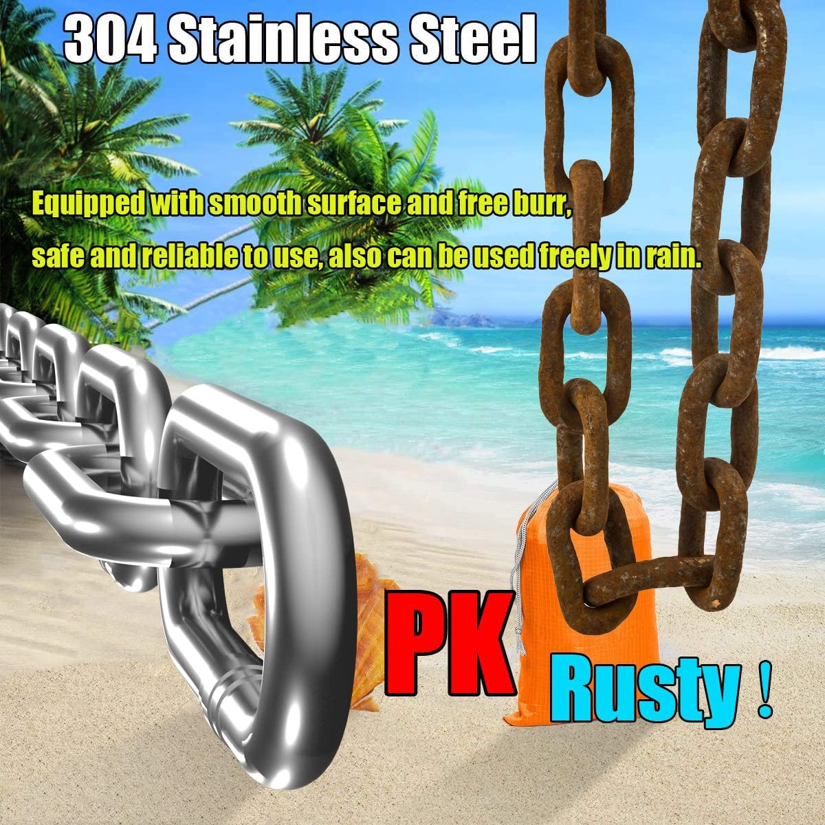 Stainless Steel Chain, Lsqurel 13ft Metal Chain Link Chain Small 1/8in Light Duty Chain Utility Chain Jack Chain for Home Outdoor Camping Hanging etc (1/8in-13ft)