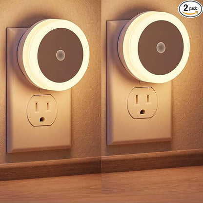 Briignite Night Lights Plug into Wall, [2 Pack], Nightlight with Light sensors, LED Night Light for Kids Room, Baby Night Light, Bathroom NightLights, Stair Lights, Hallway Light, Warm White