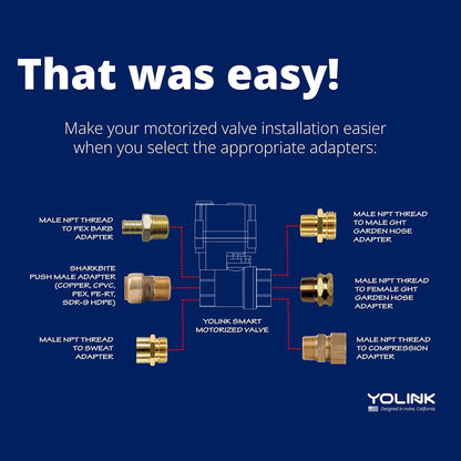 NSF Certified YoLink Valve Controller 2 Kit, 2" Stainless Steel Motorized Ball Valve, LoRa Long Range, D2D Offline with Leak Sensors, 12V Adapter + AA Backup, Hub Required