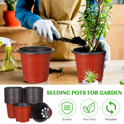 Ziliny 150 Pcs Plastic Plants Nursery Pot Bulk Seed Starting Pots Small Seedling Plant Pot for Outdoor Indoor Planting Garden Flower Succulents Cuttings Transplanting Planter (8 Inch)