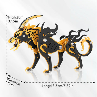 3D Metal Puzzles,3D Metal Puzzle for Adults,Mechanical Model Kit Wolf King Black Orange,Steel 3D Puzzles Stainless Steel Ornaments for Adults Home Decor Art Craft Gifts Toys.