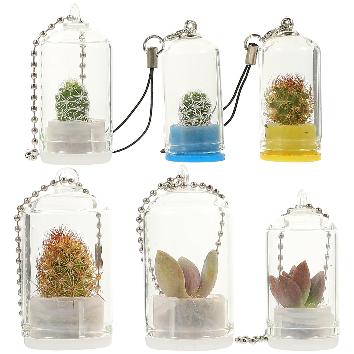 Ipetboom Desk Decor Desk Decor Glass Vase 6pcs Miniature Potted Plants Keychain Clear Terrarium Plant Keychain for Car Key Pendant Backpack Charms Glass Vase Vase