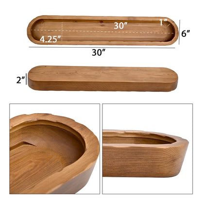 SwallowLiving Rustic Hand Carved Decorative Wood Dough Bowl, Approx 30-Inch Large Bread-Shaped Centerpiece, Long Wooden Bowl for Home Decor