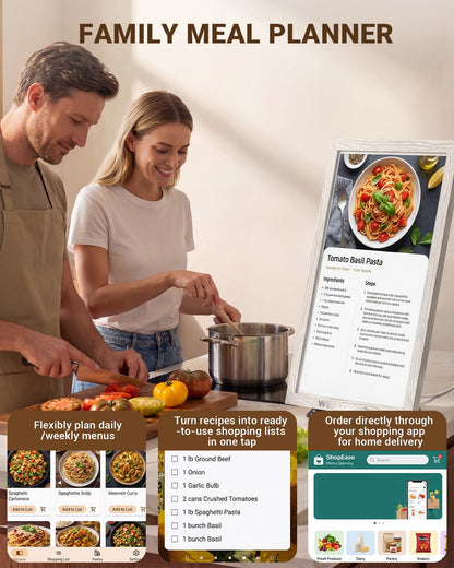 WELLORGO Digital Calendar, 21.5-inch Electronic Calendar for Family Schedules, Touch Screen Smart Planner with Kids' Chores Chart/Meal Plan/Streaming Services, w/Frame, Remote Control & Desktop Stand