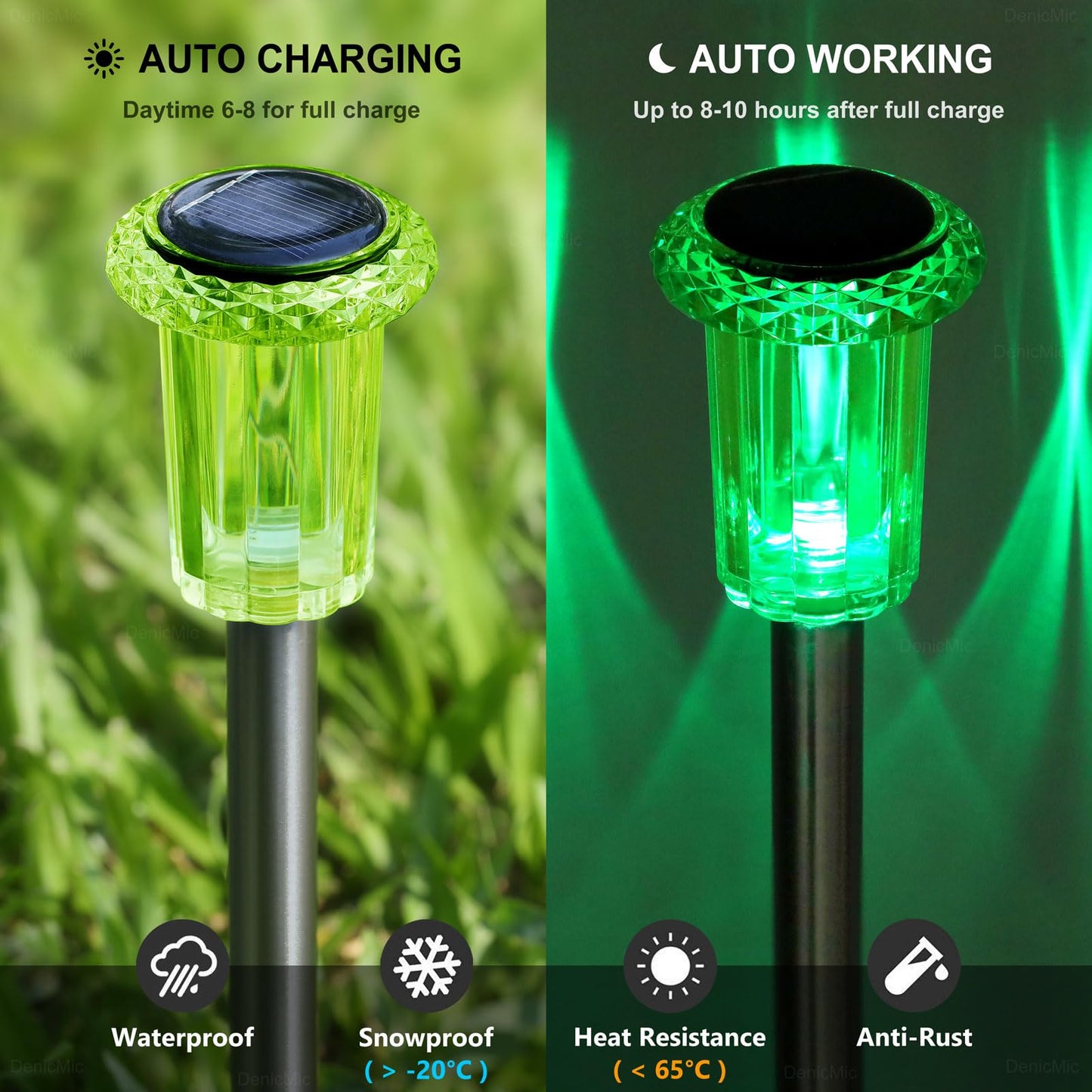 Gorrzai Solar Lights Outdoor 10 Pack Solar Pathway Lights Green Halloween Decorations Waterproof Yard Lighting for Outside Driveway Garden Walkway Path Landscape Lawn