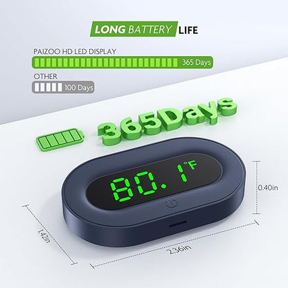 PAIZOO Aquarium Thermometer Digital, LED Display Fish Tank Thermometer Stick On Highly Accurate to ±0.9℉, Wireless Temperature Measurement for Fish, Betta, Aquatic, Replaceable Battery