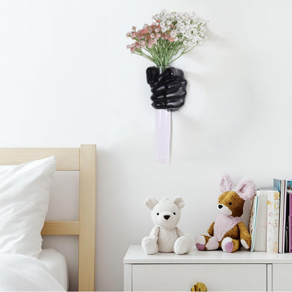 XYQXYQ Black Wall Sculptures, Hand Vases Home Decor, Wall Mount Art Sculpture, Unique Wall Art Statue, Funky Flower Vase Decorations, Modern Eclectic Hanging Decor,Glass Test Tube Vase